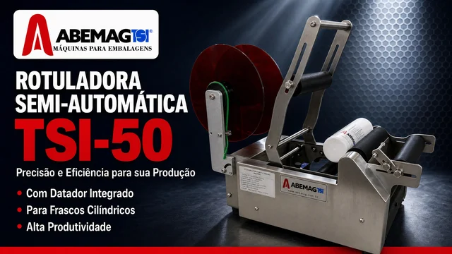 Rotuladora Semi-Automática com Datador para Frascos Cilíndricos ABEMAG TSI-50D
