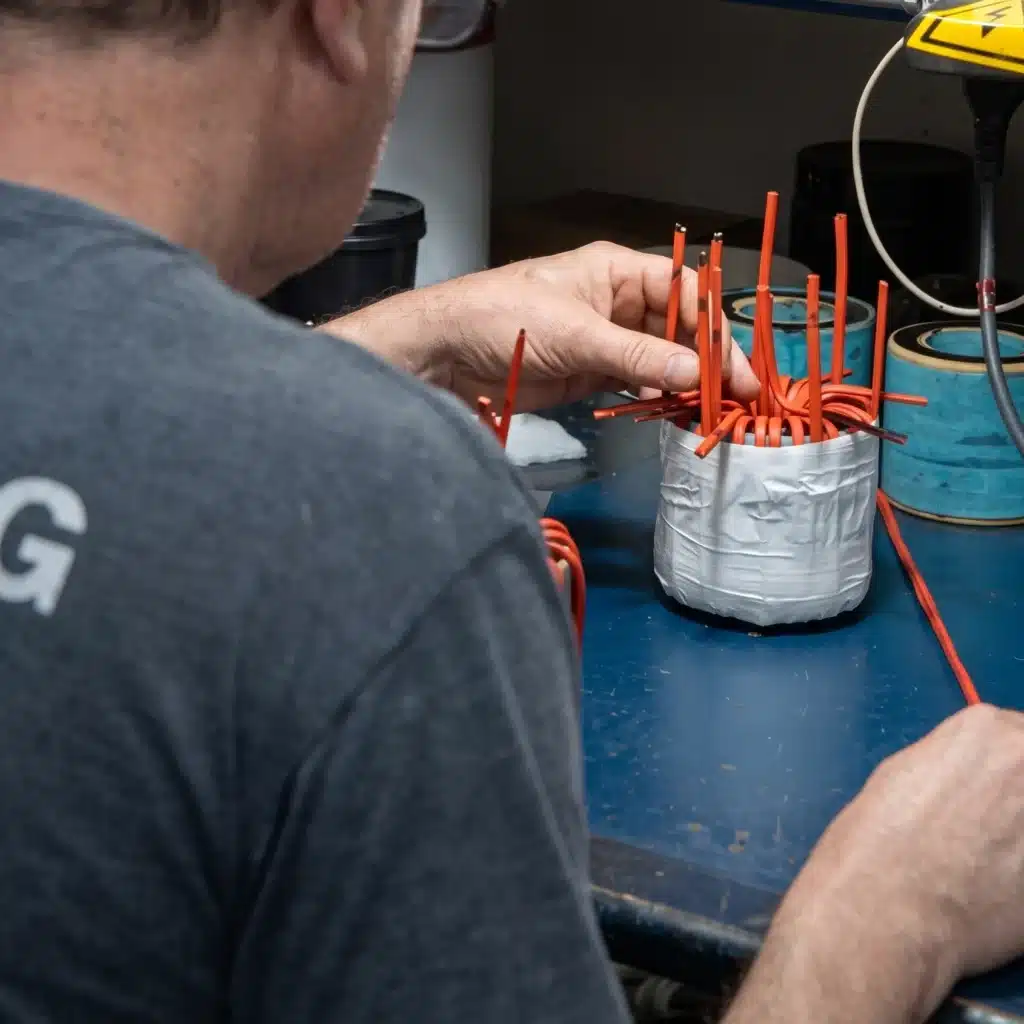 Técnico abemag tsi montando bobina de indução na bancada