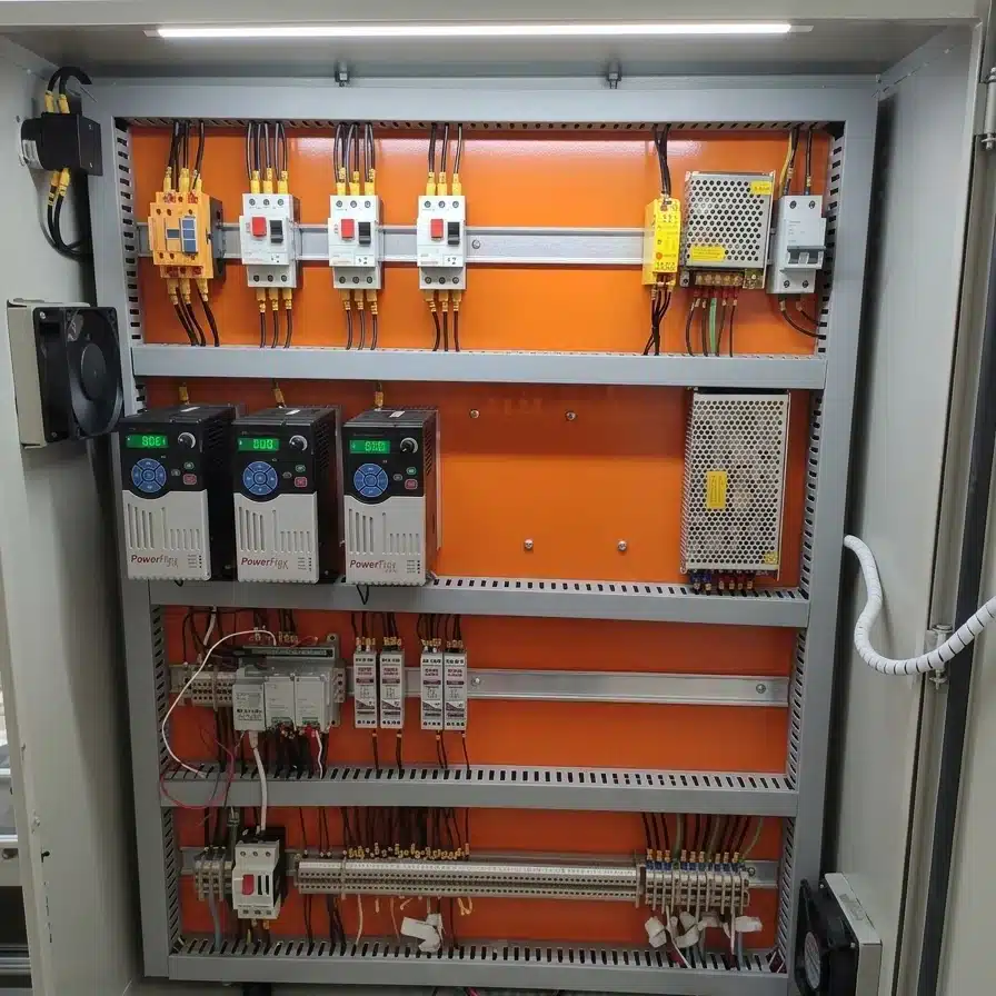 Painel elétrico com inversores de frequência montado pela abemag tsi